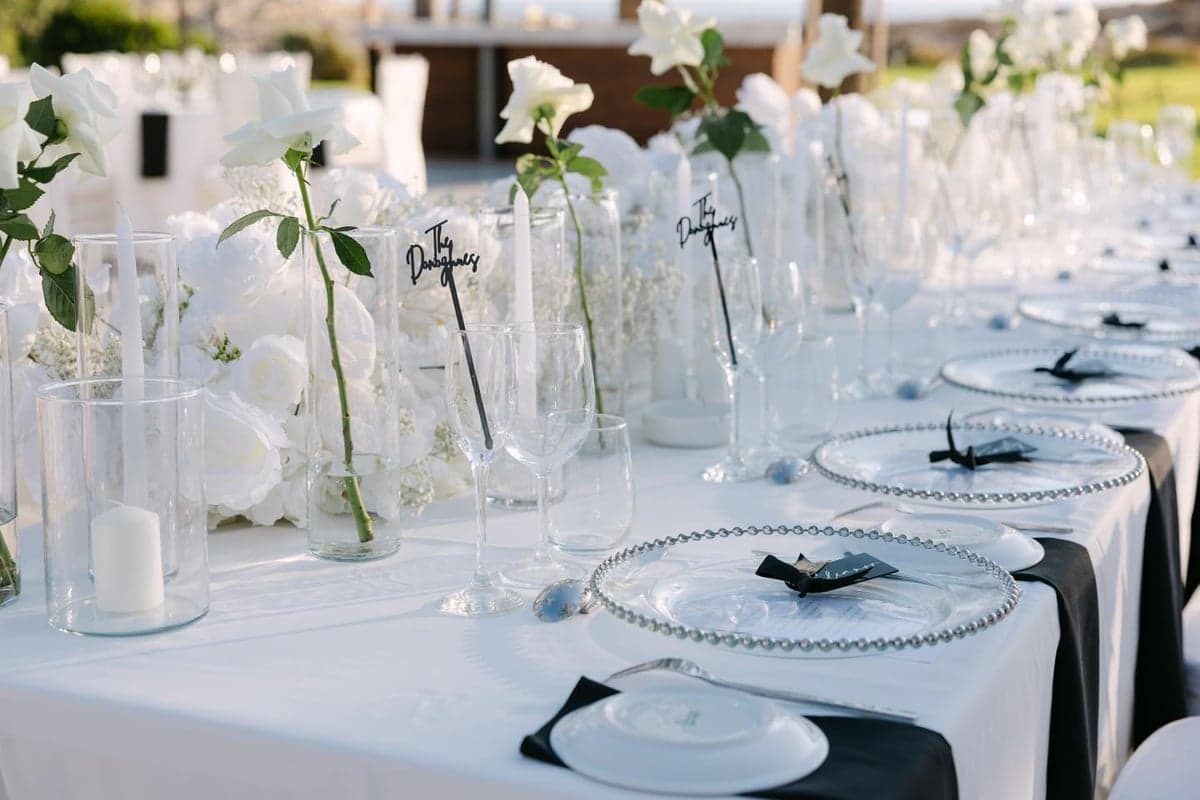 Romantic wedding table styling with roses