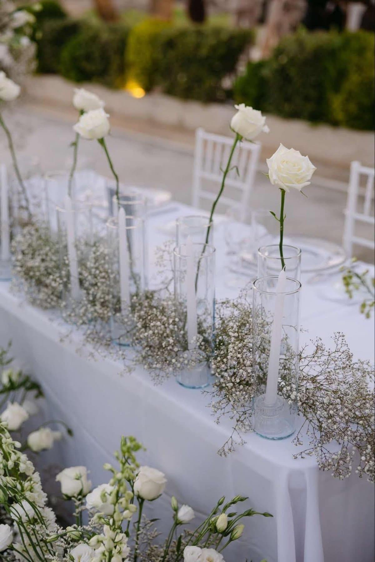 White rose wedding centrepiece