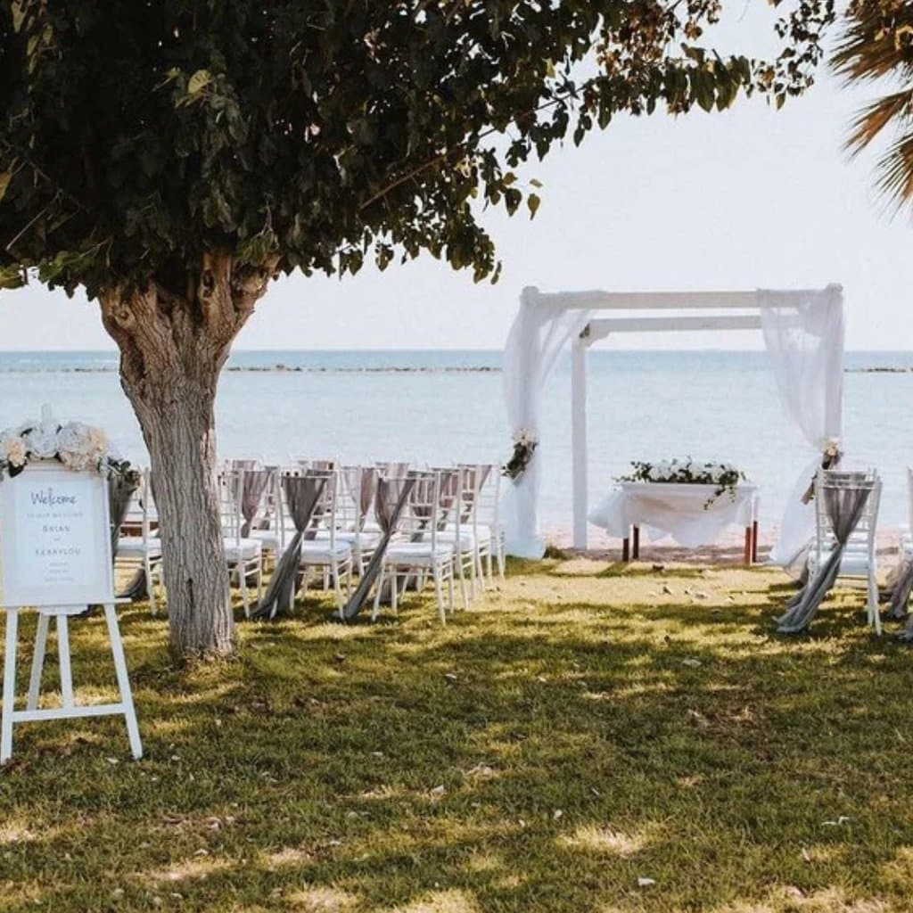 Beachfront wedding ceremony in Cyprus at Atlantida, Paphos
